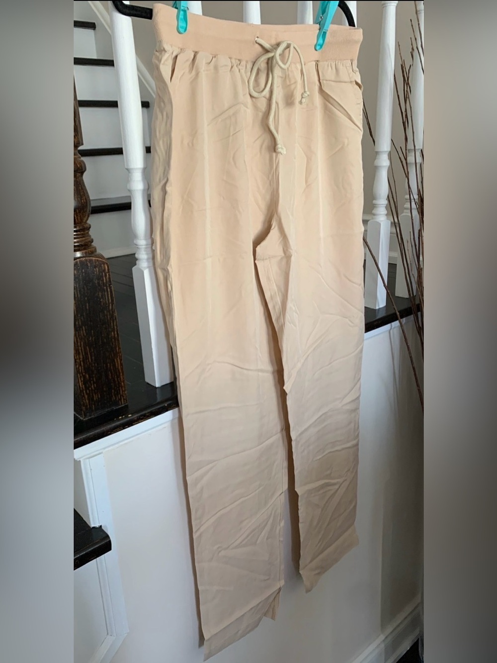 ILLA ILLA Wide Leg Drawstring Pants in Beige